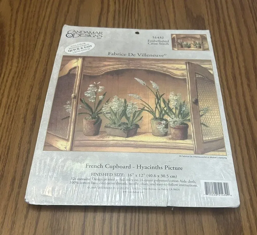 Candamar Designs 51432 French Cupboard/Hyacinths Embellished Cross Stitch Kit